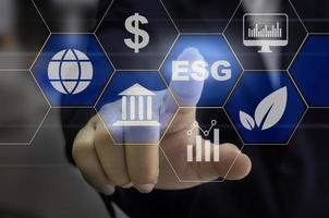 Environmental social and governance ESG investment Organizational growth  concept of investing and making a profit, taking into account modern technologies and environmental safety. photo