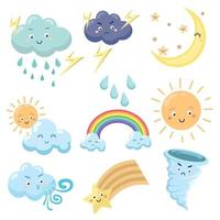 Hand drawn weather cute cartoon vector