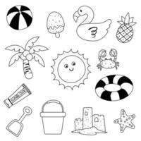 Hand drawn summer cartoon outline vector