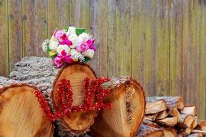 Wedding flowers bouquet of colorful roses and freesia, Love photo