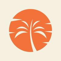 sunset shape with coconut tree or palm circle simple logo vector icon symbol graphic design illustration