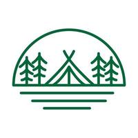 green lines tree pine with tent logo symbol vector icon illustration graphic design