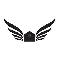 Forma de casa con alas símbolo del logotipo icono de vector ilustración diseño gráfico