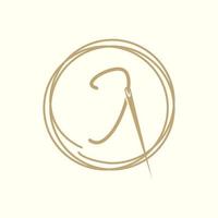letter J with yarn needle tailor logo design vector graphic symbol icon illustration creative idea