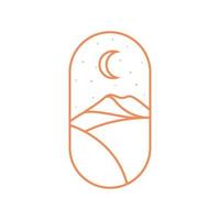 desierto de montaña hipster con diseño de logotipo de media luna, símbolo gráfico vectorial icono ilustración idea creativa vector