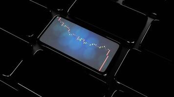 abstract background of mobile phone with stock market graph MACD indicator, 3D illustration rendering photo