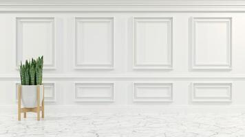 fondo de habitación clásica vacía con paneles de pared tono mínimo, representación de ilustración 3d