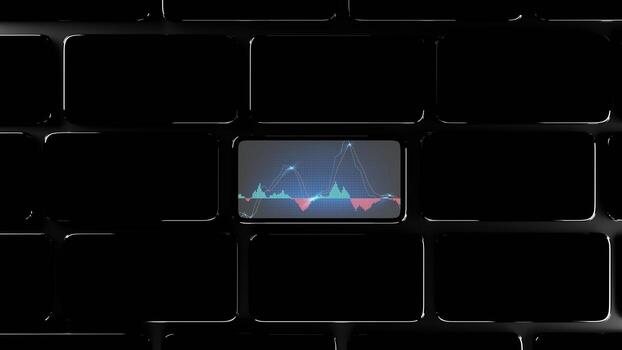 abstract background of mobile phone with stock market graph MACD indicator, 3D illustration rendering photo