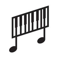 Notas de música con símbolo de logotipo de piano icono de vector ilustración diseño gráfico