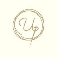 letter U with yarn needle tailor logo design vector graphic symbol icon illustration creative idea