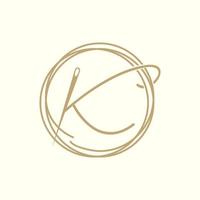 letter K with yarn needle tailor logo design vector graphic symbol icon illustration creative idea