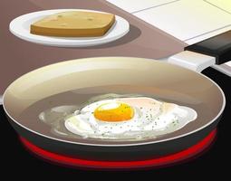 fried egg with a frying pan vector illustration