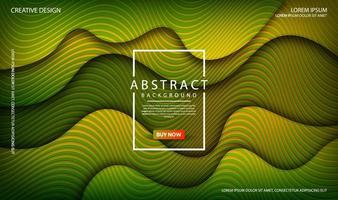 3D green liquid waves abstract background, overlap layers on dark space with wood stripes texture decoration. Modern template element dynamic style for flyer, card, cover, brochure, or landing page vector