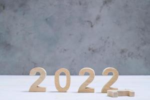2022 white text number on blue background. photo