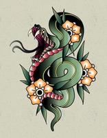 serpiente japón tatuaje tradicional vector