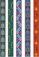 colorful kalamkari vector border design. Indian Traditional Illustration For Textile Branding