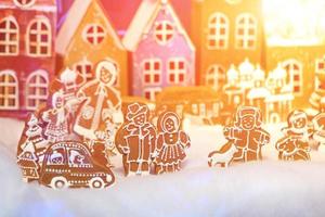 Gingerbread houses, winter composition , products made of gingerbread photo