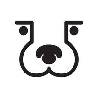 perro de cara de línea con diseño de logotipo en forma de hueso, símbolo gráfico vectorial icono ilustración idea creativa vector