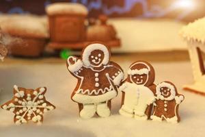 Gingerbread people, winter holiday concept photo