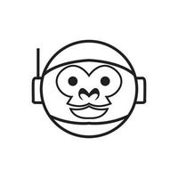 cara lindo mono astronauta diseño de logotipo vector gráfico símbolo icono ilustración idea creativa