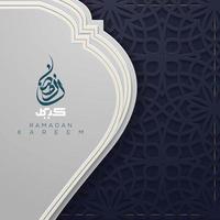 Ramadan Kareem Greeting Card Islamic Floral Pattern vector design with beautiful arabic calligraphy for background, wallpaper, banner, cover, flyer. translation of text Blessed Festival