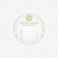 Ramadan Kareem Greeting Card Islamic Floral Pattern vector design with beautiful arabic calligraphy for background, wallpaper, banner, cover, flyer. translation of text Blessed Festival