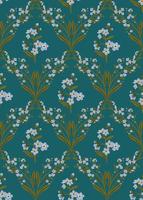 Cute blue branch of forget me not flower seamless pattern. Delicate summer herb texture. Vector background for paper, cover, fabric, interior decor.