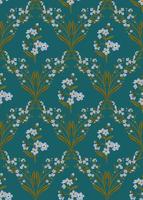 Cute blue branch of forget me not flower seamless pattern. Delicate summer herb texture. Vector background for paper, cover, fabric, interior decor.