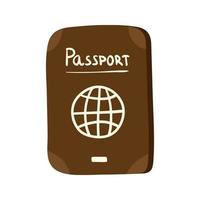 plantilla de pasaportes con tarjeta, documento con icono de globo simple. artículo turístico, concepto de viaje. Ilustración de vector de dibujos animados plano aislado coloreado.