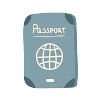 plantilla de pasaportes con tarjeta, documento con icono de globo simple. artículo turístico, concepto de viaje. Ilustración de vector de dibujos animados plano aislado coloreado.