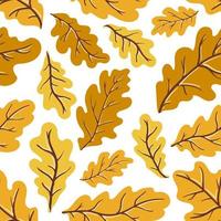 Ginger, gold and yellow autumn oak leaves vector seamless pattern. Texture of a leaf fall deciduous tree branch for fabrics, wrapping paper, backgrounds and other designs.