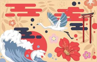 Japanese Element Style Background vector