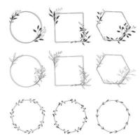 diseño minimalista de corona botánica de invitación de boda. plantilla vectorial con elementos de adorno de florituras. vector