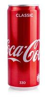 Editorial photo of Closeup aluminum red can of Coca-Cola