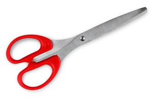 The Red handled scissors isolated on white background photo