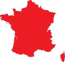 Red colored France outline map. Political french map. Vector illustration