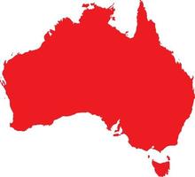 Red colored Australia outline map. Political australian map. Vector illustration