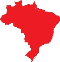 Red colored Brazil outline map. Political brazilian map. Vector illustration