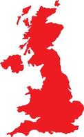 Red colored United Kingdom outline map. Political uk map. Vector illustration