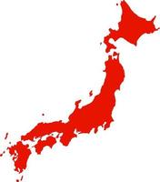 Red colored Japan outline map. Political japanese map. vector