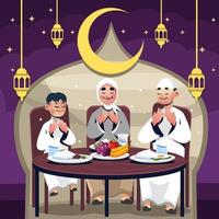 familia iftar ramadhan mes de ayuno vector