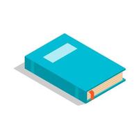 Vector isometric book with shadow on the white background. Simple blue textbook icon