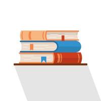 tres libros planos aislados vectoriales en el estante vector