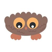Little Cute Bird Owl with big eyes looking down vector