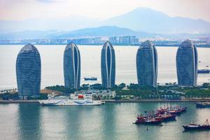 The Aerial view of Sanya city and Dadonghai bay photo