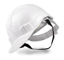 Plastic safety helmet isolated on white background photo