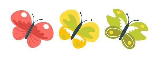 Cute funny butterflies.  Vector illustration in a flat style isolated on a white background