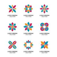 Abstract Colorful Flower Logo Design Set vector