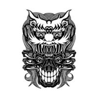 Hand Drawn Two Face Demon Vector Illustration