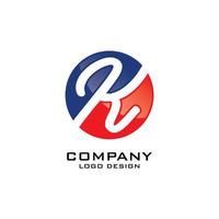 Round K Letter Logo Design Vector